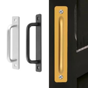 Door Handles Wooden Door Drawer Handle Aluminum Alloy Thicken for Sliding Barn Closet Sheds Fence Black//Silver