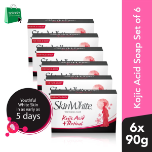 SkinWhite Whitening Face and Body Soap Kojic Acid + Retinol 90g - Set of 6