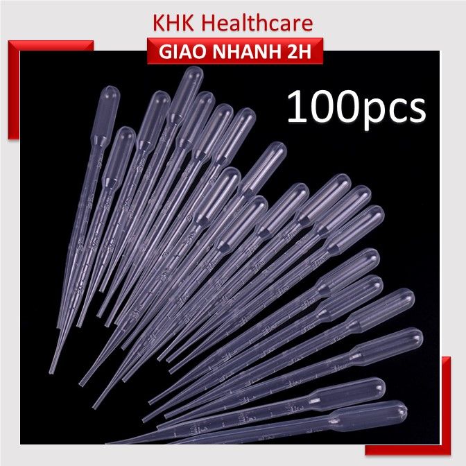 100 Ống bóp nhỏ giọt,pipet nhựa 3ml CHƯA TIỆT TRÙNG làm thí nghiệm, mỹ ...