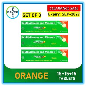 [Clearance Sale] Berocca Orange Flavor (15 + 15 + 15 Effervescent Tablets) Multivitamins & Minerals