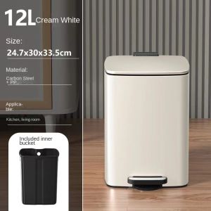 Climber Stainless Steel Step Pedal Trash Can with Inner Bucket and Lid 12L Garbage Bin