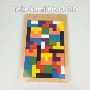 Mainan Puzzle Tangram Tetris Kayu Kecerdasan