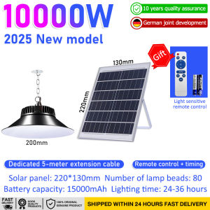 [24 hours delivery] 40000w solar pendant light ip66 waterproof 800m ² wide range ultra bright solar light led lampu solar outdoor lighting industrial chandelier indoor solar lamp 太阳能工矿灯