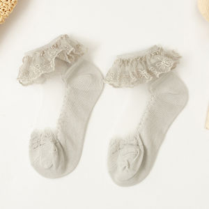 Magic Selection Kids Ankle Socks White Lace Raffle Lace Socks Princess Mesh Glass Silk Baby Girls 1-13 years