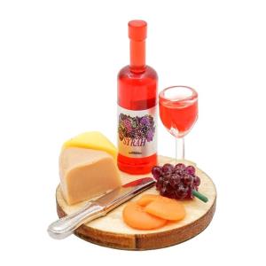 Dollhouses Cheese and Wine Board Set Model Pastry Toy Dollhouses Kitchen Decoration Accessories (Cheese Wine Set)