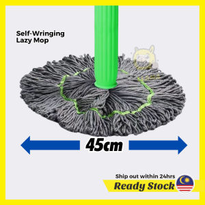 Upgraded New Self Wringing Pull & Dry Mop No Hand Squeeze Lazy Dehydration Easy 2-in-1 Mop Lantai