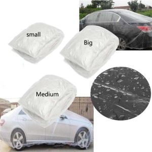 Universal Transparent Car Cover Waterproof Dustproof PE Disposable Car Covers With Elastic Band Rain Dust Resistant Scratch-Proof Protective Cloth