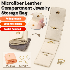 Microfiber Leather Compartment Jewelry Storage Bag Large Capacity Travel Jewelry Organizer Foldable Necklace Clutch Bag