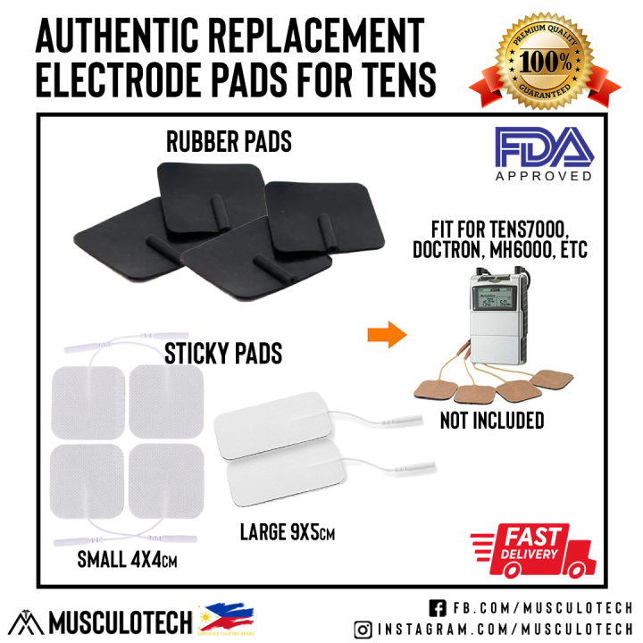 Replacement Rubber Sticky Electrode pads for TENS Mh6000 Doctron small