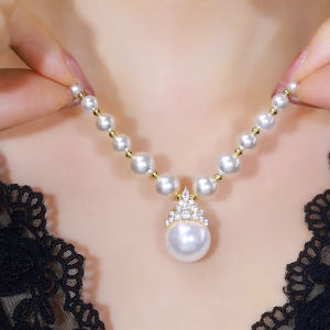 เครื่องประดับมุก สง่างาม จี้มุก วงเล็บโลหะ ความงามของเส้น ประดับเพชร อารมณ์และการเพาะปลูก แฟชั่น