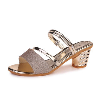 [Free Shipping] New Summer Korean Style Womens Sandals with Chunky Heel Wedge Heel Open Toe High Heel Dual-Wear Chunky Heel Sandals for Women