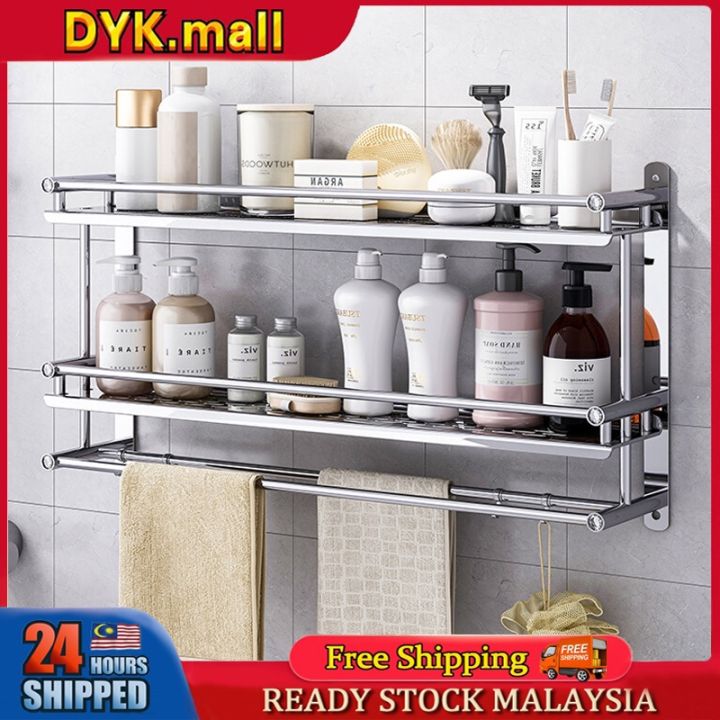 Bathroom Shelf Towel Rack 304 Stainless Steel Bathroom Storage Shelf