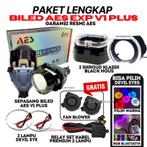 PAKET SEPASANG LAMPU BILED AES Turbo EXPERIENCE 2.5 INCH TERBARU 60 WATT DEMON RGB BLUETOOTH SHOURD RELAY SET- 2 PCS LAMPU