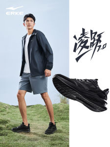 ERKE Lingyue 2 Mens Running Shoes Autumn and Winter New Soft-soled Shock-absorbing Running Shoes Breathable Lightweight Black Sports Shoes Men