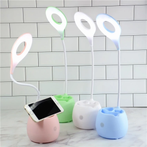 Pen Holder With LED Table Lamp Stand Desk Lamp Rechargeable 3 Levels Brightness Reading Night Light