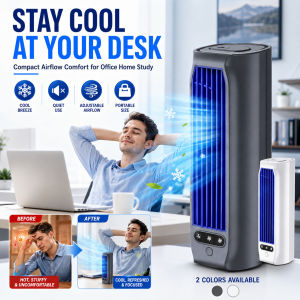 Mini Desktop Air Cooler Fan Electric Cooling Fan Portable Table Fan Compact Summer Desk Fan Quiet Airflow USB Cooling Fan for Office Home Study Dorm Room Personal