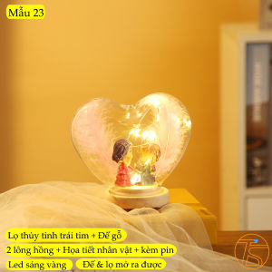 Lọ trái tim quà tặng 8 tháng 3 có đèn led kèm họa tiết nhân vật - Hộp quà sinh nhật cho bạn gái - Quà lễ kỷ niệm quốc tế phụ nữ 8/3