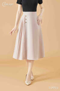 Chân váy thiết kế thanh lịch sang trọng với chất liệu Lụa cát cao cấp mềm mại CV4L0953 Thời trang Thiều Hoa