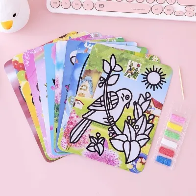 Creative Drawing DIY Sand Painting Kids Crafts Doodle Color Sand Art Pictures Paper Educational