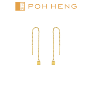 Poh Heng Jewellery 22K Freestyle Nova Cube Threader Earrings in Yellow Gold[Price By Weight]