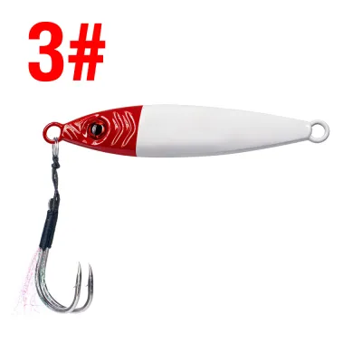1Pc Metal Jig Fishing Lure Luminous Casting Lures 7-100g 3D Eyes Slow Sinking Artificial Hard Bait with Double Assist Hook
