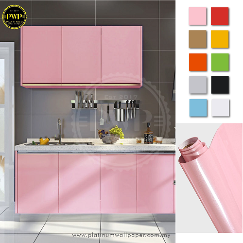 [Ready Stock] 60cm x 2m Pearly Glossy Metallic Color Wallpaper PVC