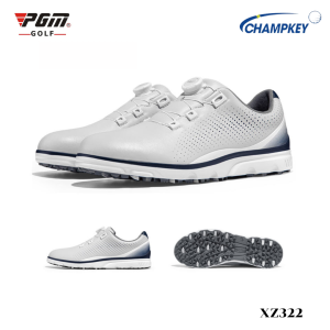 Champkey รองเท้ากอล์ฟผู้ชายกันน้ำ PGM สีเทา แบบผูกเชือกอัตโนมัติ (XZ322) no-slip waterproof golf shoes men sport
