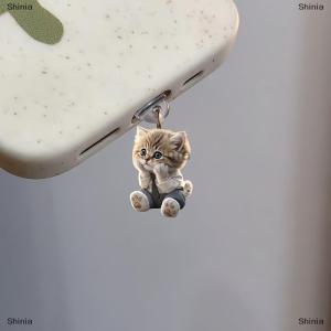 [COD] Shinia Cute 2D Cat Phone Anti Dust Cap Charge Port Plug For IPhone Type C Dust Protection Stopper Accessorie
