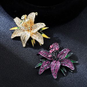 FERAB Alloy Flower Brooch Corsage Ornament Enamels Rhinestones Pin Fashion Jewelry Glossy Brooch Women