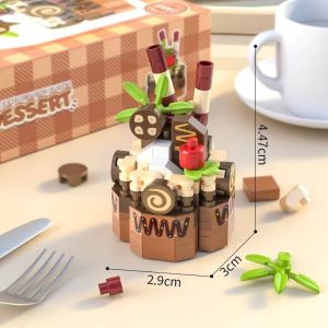 Cute Mini Cake Building Blocks Set Dessert Fruit Cake DIY Assembly Bricks Model Kawaii Fake Cake Desktop Tabletop Ornament Creative Educational Puzzle Toy Lovely Home Decor Perfect Birthday & Holiday Gift for Kids Teens and Block Collectors