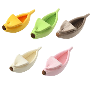Pet Bed House Cute Banana Shape Soft Indoor Enclosed Cave Tent Warm Nest for Cats Kitten Puppies Rabbit Small Animal