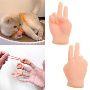 2 Pack Small Tiny Hand for Cats Finger Props Stroking Cats Photo Props Funny Toy for Cats