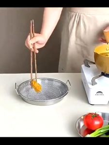 IRhea 2 in1 Stainless Steel Oil Draining Tray with Mesh Basket Fried Chicken French Fries Cooling Rack 20cm 22cm