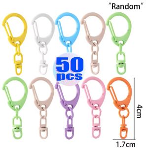 50pcs Colorful D-Snap Keychain Lobster Clasp Hook Connectors for DIY Keychain Connector Car Key Ring Jewelry Making Accessories