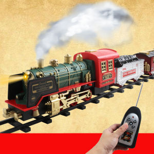 [Ship From Philippines] Rechargeable Ids Toys Train Christmas Gift Simulation Model Easy To Assemble Boys And Girls With Remote Control Steam Light Sound
