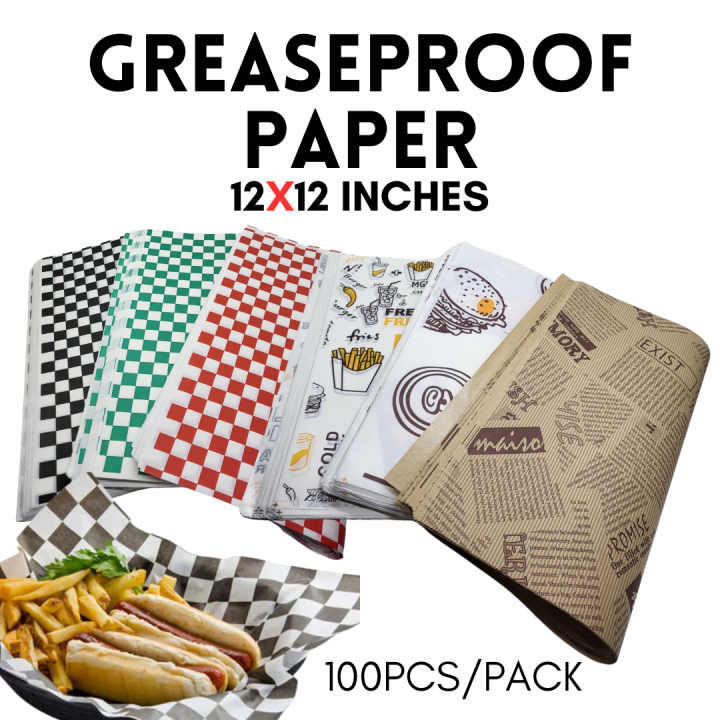Checkered Grease Proof Paper Burger Wrapper Food Wrapper Food Liner ...