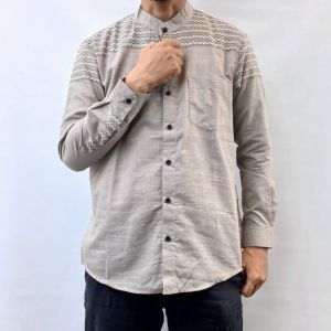 CHIGIN STORE Kemeja Pria Kemko Koko Dewasa Remaja Lengan Panjang Atasan Fashion Muslim Sanghai