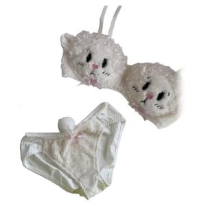 Vui Cừu Bộ đồ lót Giả Lông Thú Áo ngực Và Panty Sang Trọng Bộ đồ lót Phim Hoạt Hình Đáng Yêu Bộ áo ngực quà tặng ngày lễ Cho Phụ Nữ