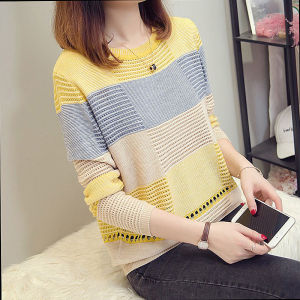 Knitwear Slimming Pullover Sweater Comfortable and at Ease Soft Stripe Multicolor Loose Keep Warm