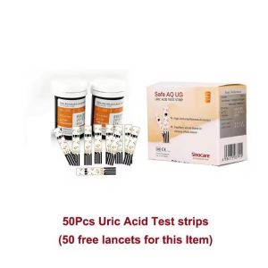 Sinocare Safe AQ UG mg/dL Blood Glucose & Uric Acid Meter or Glucose/ Uric Strips for Diabetics Gout Glucose Meter Multi-package