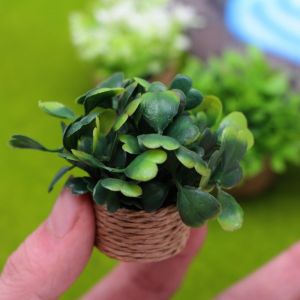 LUZMAR 1:12 Dollhouse Miniature Plant Mini Plastic Finished Flower High Quality Multistyles Simulation Vase Potted Green Plants Miniature Dollhouse Decorations