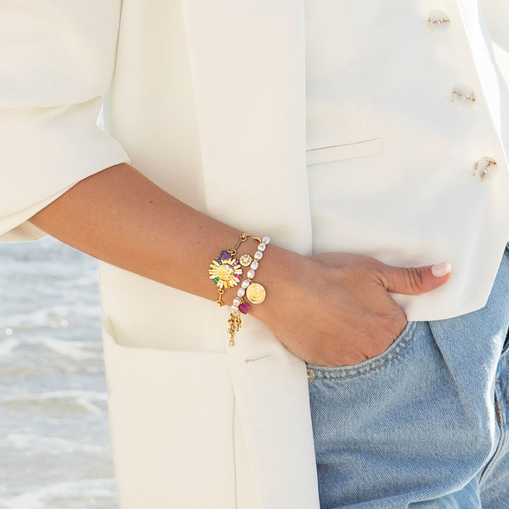 APM Monaco Rainbow Daisy Bracelet Small Sunflower Bracelet for