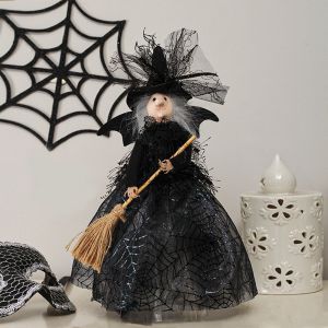 CEMOMEF High Quality Halloween Witch Doll Silk Witch Haunted House Doll Creative Scary Halloween Decorations