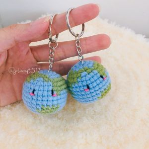 Móc khóa len couple Trái Đất và Mặt Trời xinh xắn