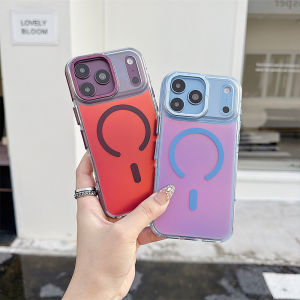 Metal Camera Border Discolour Phone Case For iPhone 18 Pro Max 17 Air 16 Plus 15 14 14 12 11 for MagSafe Wireless Charging Cover