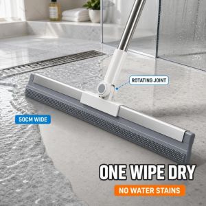 DewyBabe Silicone Floor Squeegee Wiper Mop No Water Marks Dry Wet Dual Use Rotatable Head Water Scraper