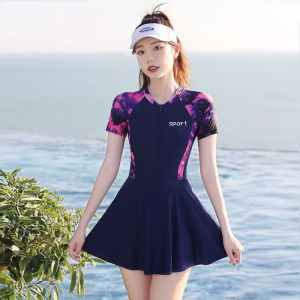 DSF Studio large size slightly fat girl swimsuit womens one-piece conservative and thin belly fat mm100kg high-end hot spring swimsuit