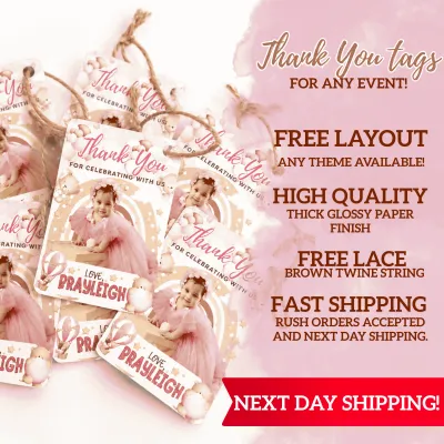 Thank you Tags for Birthdays Christening and Any Event-Free Layout-Free Lace