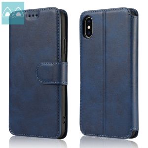 For Apple iPhone 5 5S 6 6S 7 8 Plus X XR XS Max iPhone 11 12 Pro Max Slim Leather Magnetic Flip Wallet Cover with Stand Card Holder Casing