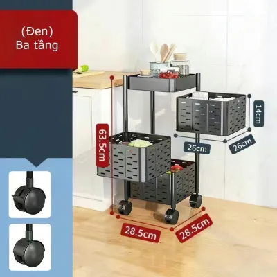Kệ xoay đa năng 5 tầng thép không gỉ bánh xe di chuyển dễ dang. Giá để đồ nhà bếp tầng xoay 360 độ -Aeneas Shop
